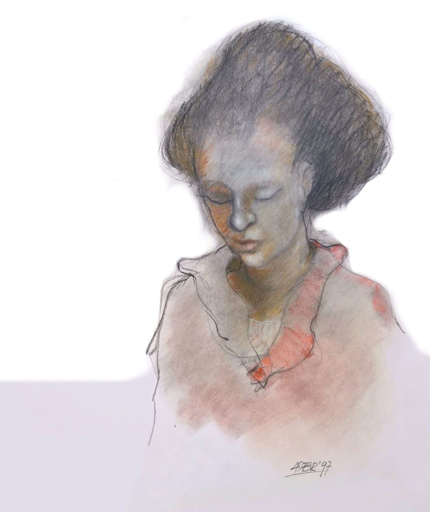 Agobio - Tiza pastel-Carbonilla y grafito s/ Registro exacto 300 grs - 1997