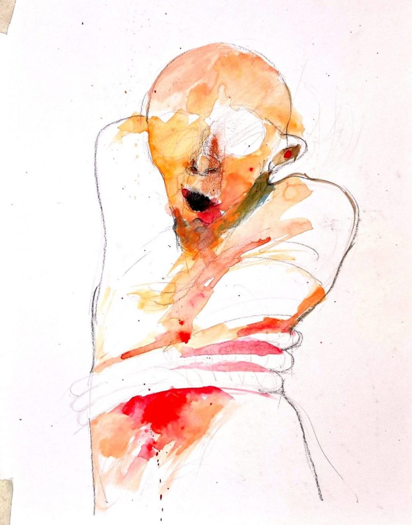 "Con los abuelos no" - Grafito y acuarela - 50x70cm - 2017