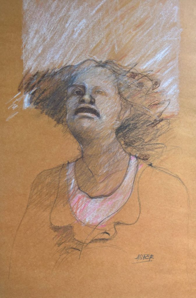 "Dolor" - Carbonilla y pastel -  Papel Craft marrón - 50x70cm