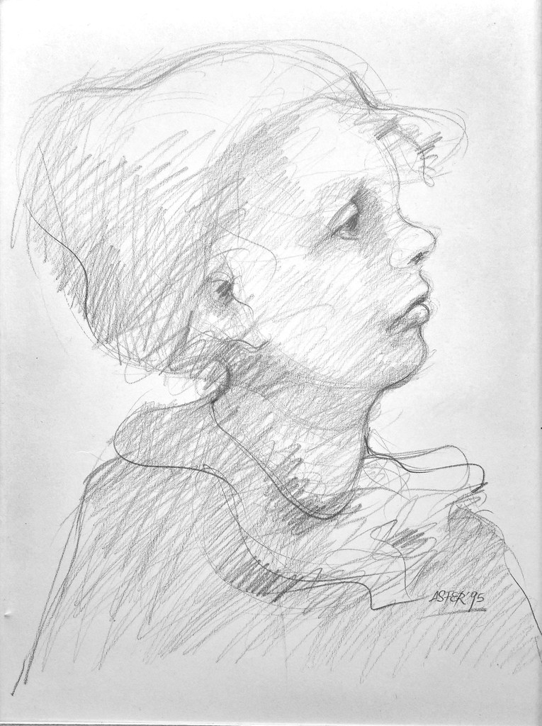 Perfil de niña - Grafito sobre Fabriano - 340x60cm - 1995