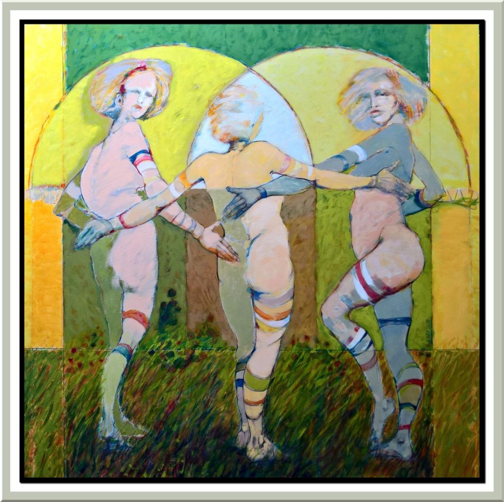 Tres mujeres y arcos de medio punto - acrílico - 2018